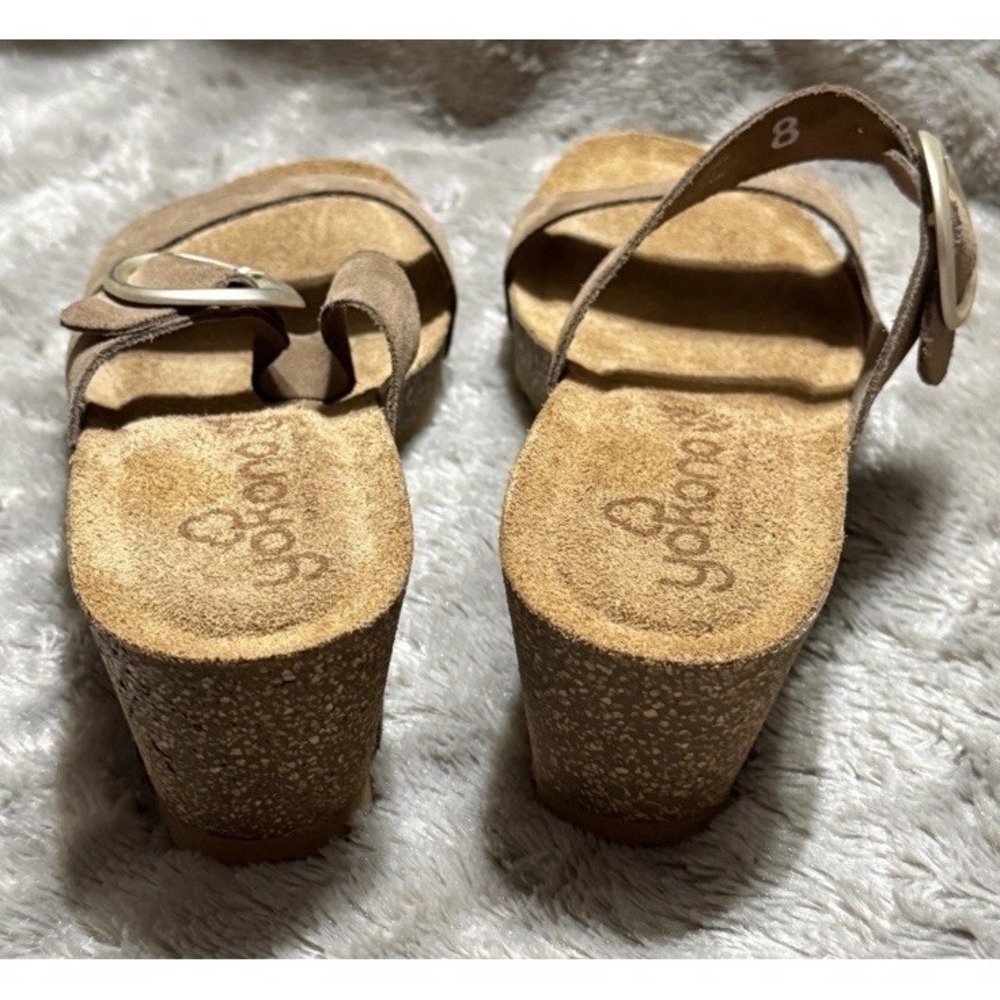 Yokono Tan Suede Leather Wedge Buckle Spain Sandals Shoes Womens Size 8, - Picture 9 of 15